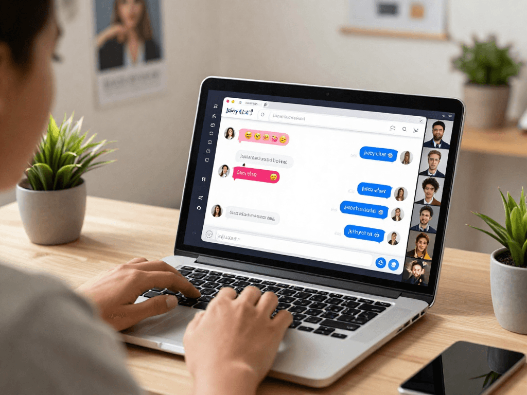 Engaging juicy chat interaction on a digital platform with vibrant emojis.