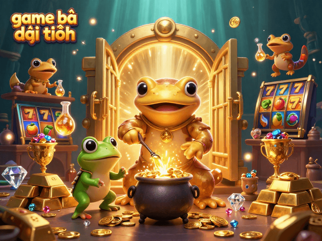 Experience the magic of game bài đổi thưởng with the golden alchemist amidst thrilling casino elements.