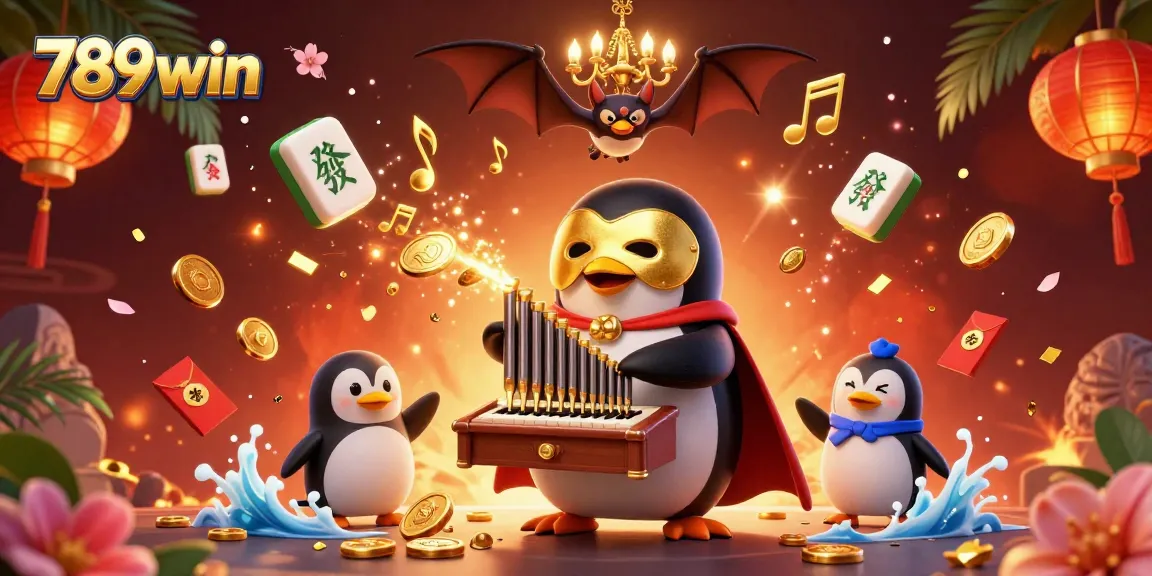Experience thrilling moments with 789win as the opera penguin plays for golden coins amidst vibrant game elements.