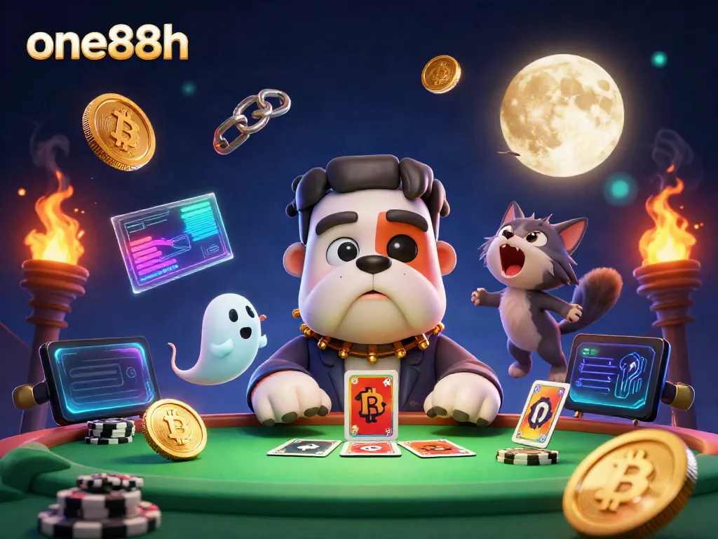 One88h gamblers engage in exciting card action with unique characters in a vibrant casino setting.