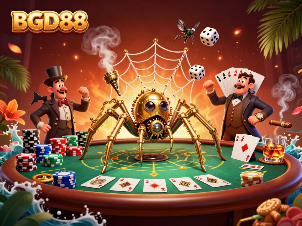 Experience dynamic casino action with BGD88 as a golden spider spins a web of fortune.