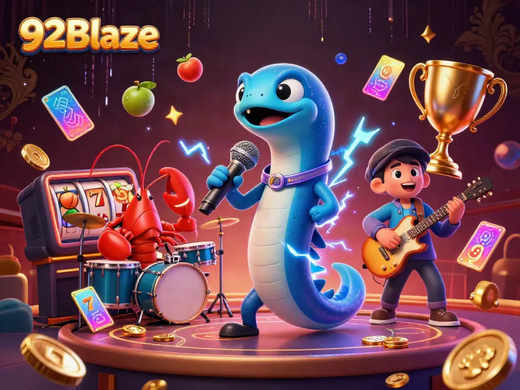 Experience the thrilling performance of a DJ electric eel, showcasing 92Blaze's vibrant casino gaming atmosphere.
