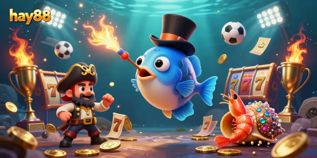 Join the excitement at hay88 as a deep-sea anglerfish leads the way to treasure with glowing coins and action-packed gaming elements.
