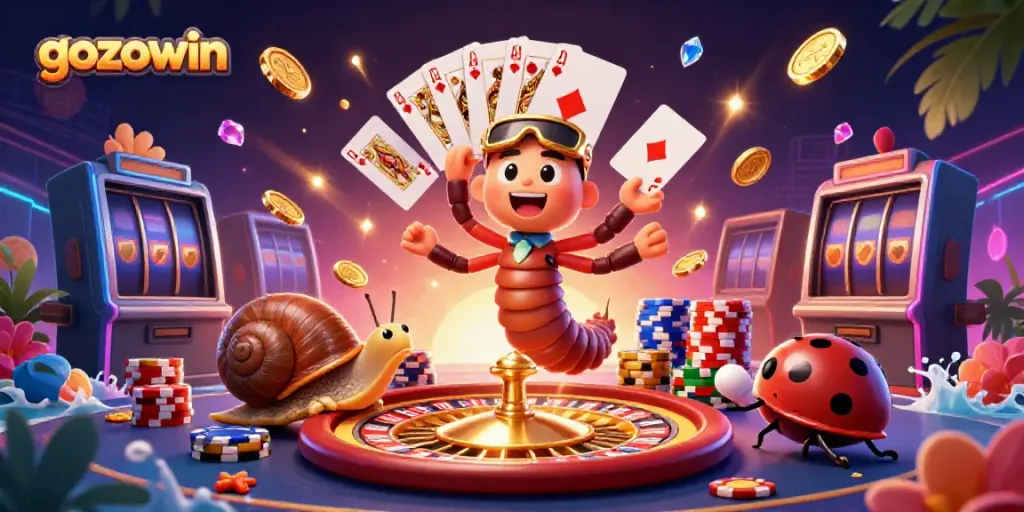 Engage in thrilling gameplay at gozowin with vibrant casino characters and dynamic game elements.