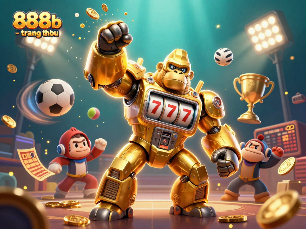 Experience thrilling wins at 888b - trang chủ with a vibrant casino-themed digital illustration.