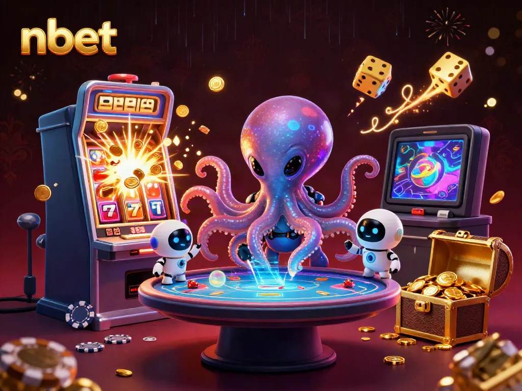 Experience thrilling action with nbet's alien octopus at a holographic poker table.