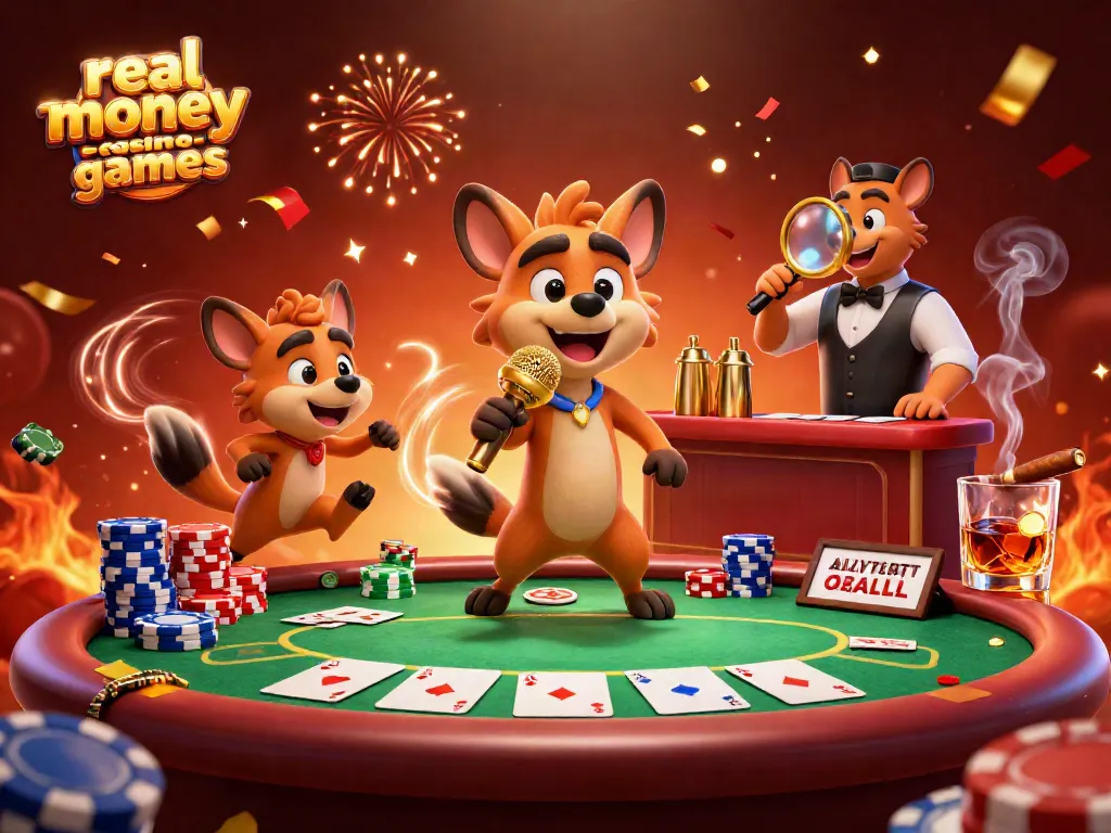 Hyenas bring laughter in their casino while celebrating real money casino games with poker and drinks.