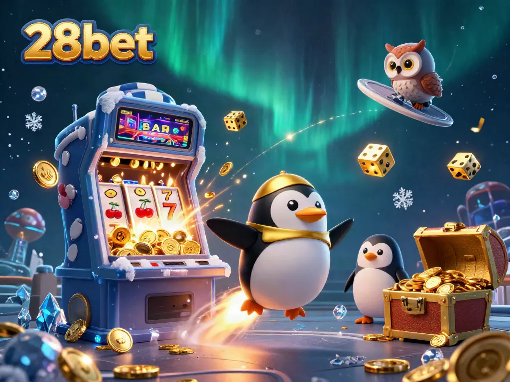 Experience the excitement of 28bet with vibrant casino visuals and engaging game elements in a dynamic illustration.