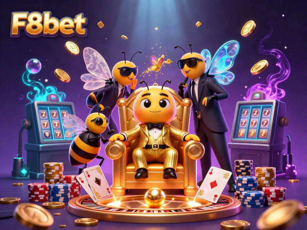 Experience thrilling gambling with F8bet's vibrant 3D casino scene featuring luxury and excitement.