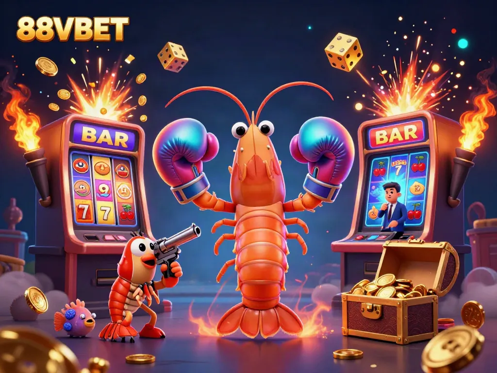 Experience the excitement of 88VBET with 3D cartoon characters surrounded by jackpot-winning elements.