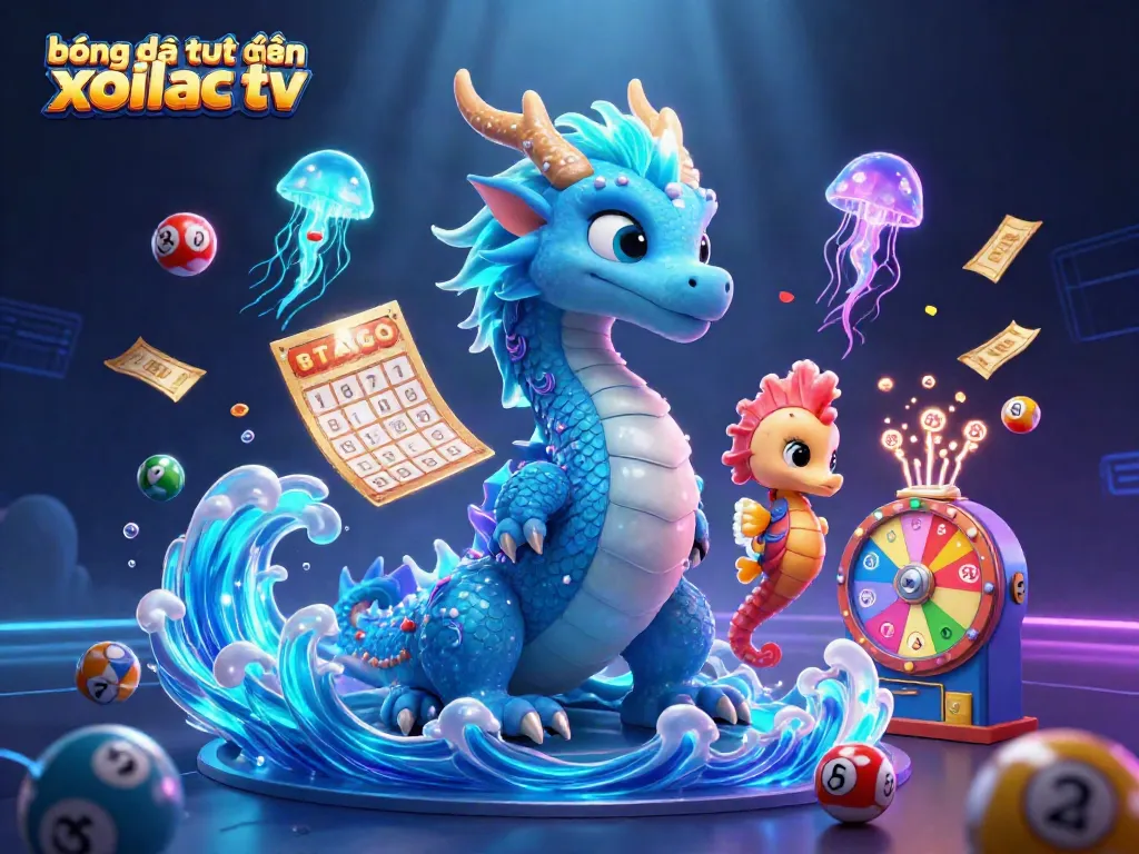Experience bóng đá trực tuyến xoilac tv with vibrant 3D illustration featuring dynamic gambling elements.