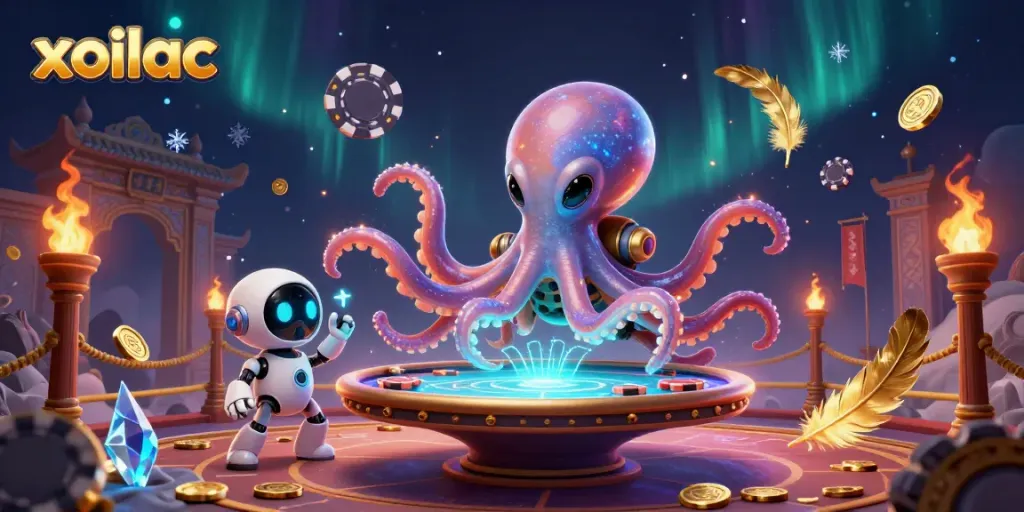 Engage in thrilling gameplay with xoilac's 3D alien poker scene, awarding stellar entertainment.