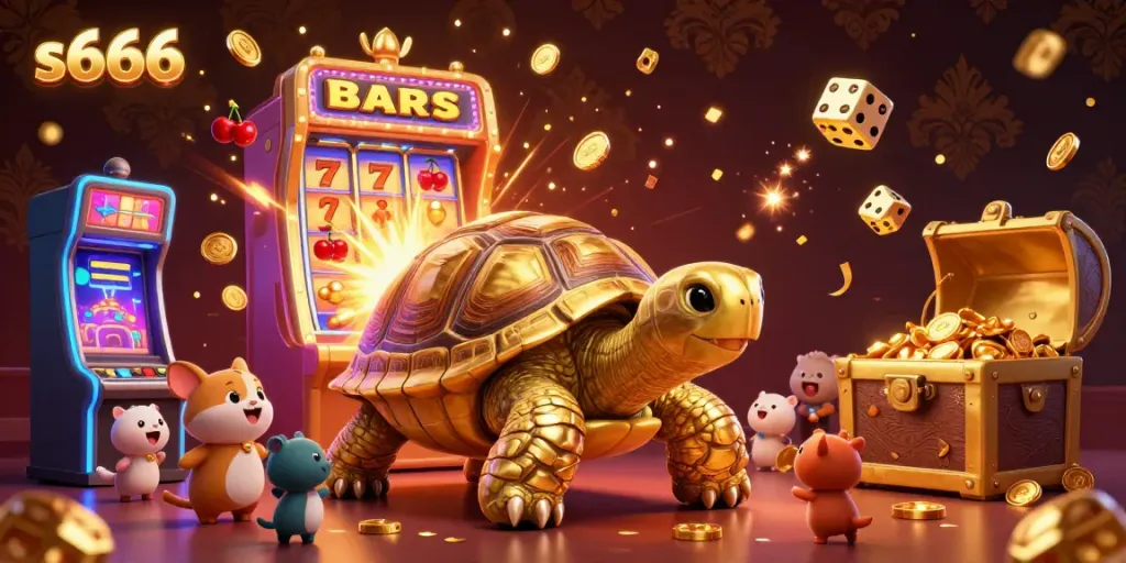 Engage in exciting gameplay with s666 featuring a vibrant tortoise pinball machine and lucrative slot machine.