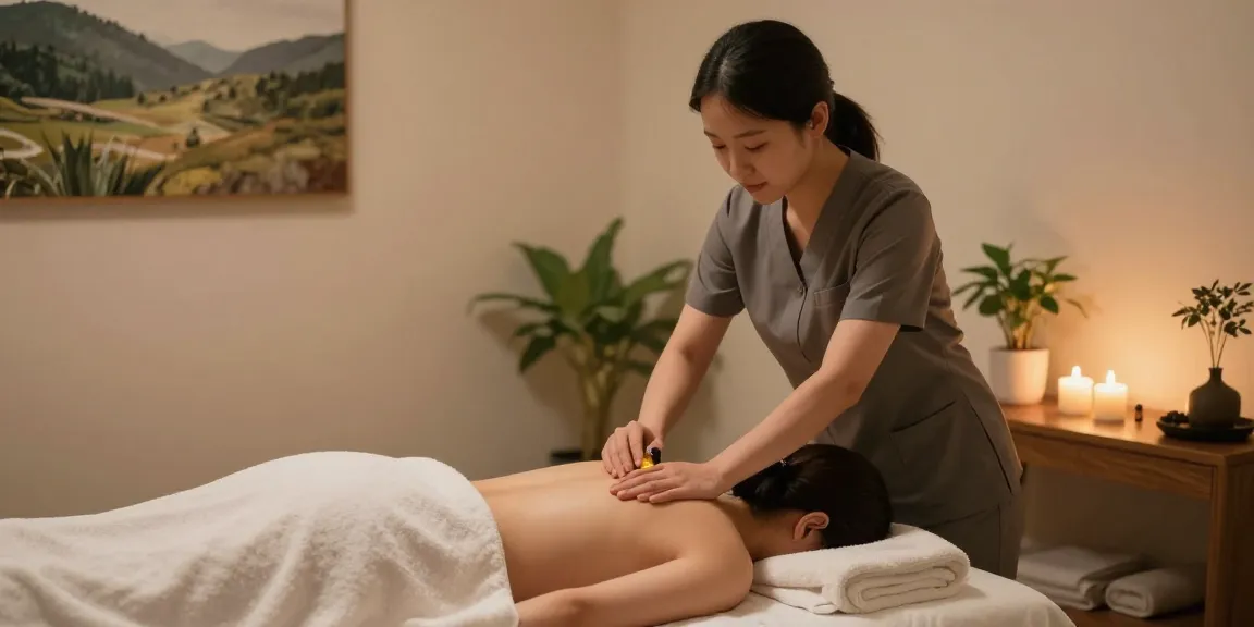 Client enjoying a relaxing 부평출장마사지 in a serene therapy room with soft lighting and soothing elements.