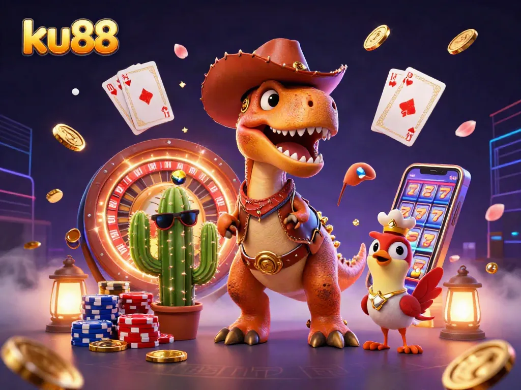 ku88 players enjoying thrilling casino games with vibrant characters and rich rewards