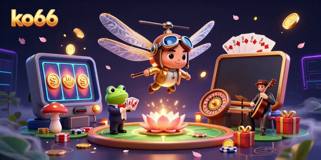 Engage in thrilling gameplay at ko66 with dynamic casino characters in a vibrant setting.